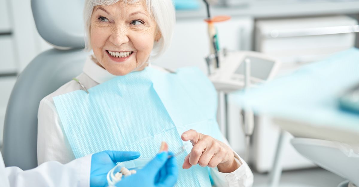 lady getting new dentures in denture clinic